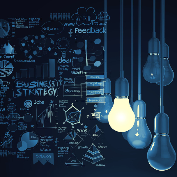 light bulb 3d on business strategy background as concept - Photo, Image