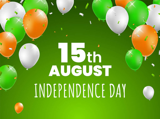 Realistic High Quality 15 August India Day Poster Design with Balloons on Colored Background . Isolated Vector Elements - Vektori, kuva