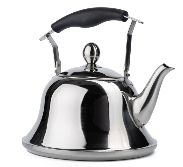 Metal tea pot for gas stove isolated on white - Foto, Imagem