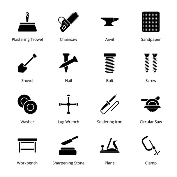 Werkzeuge Glyphen-Symbole - Vektoren - Vektor, Bild