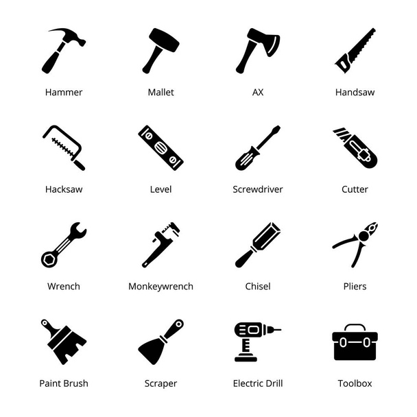 Ikony glifów narzędzi - wektory - Wektor, obraz