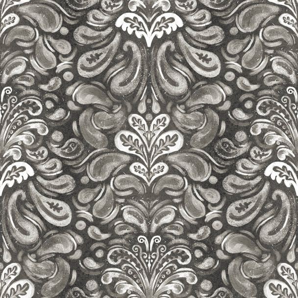 Gray Grunge Damask Repeat Pattern - Фото, зображення