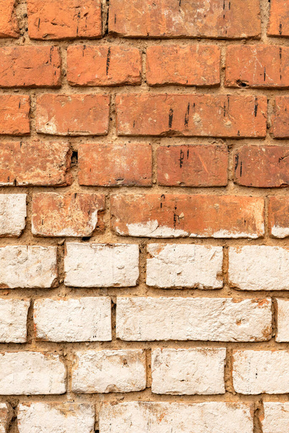brick red wall texture. background of a old brick house. - Photo, Image
