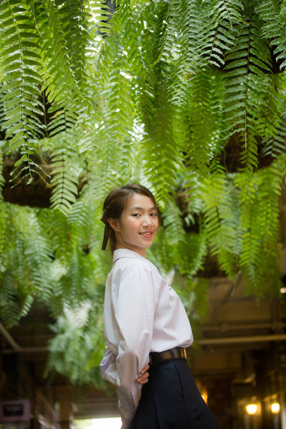 Portrait of thai high school student uniform teen beautiful girl happy and relax - Valokuva, kuva