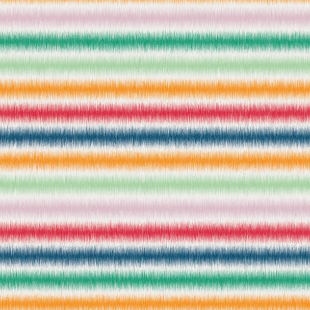 Μοντέρνο Ikat Horizontal Stripe Seamless Repeat Vector Pattern Swatch σε χρώματα Rainbow. Θολή Αρχαία Ινδονησιακή τεχνική ύφανσης. Ombre, κλίση, πολύχρωμο. - Διάνυσμα, εικόνα