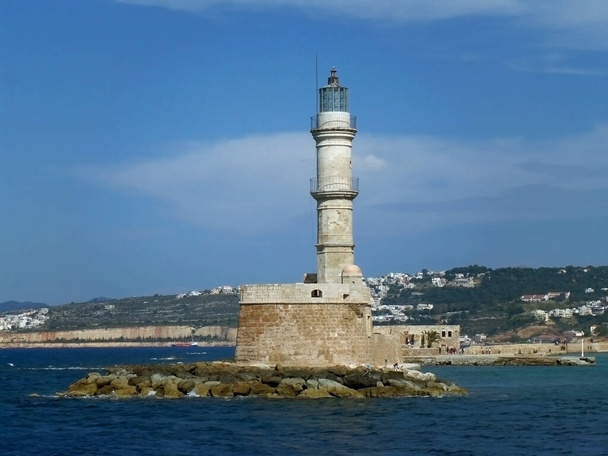 Venetian Lighthouse of Chania, Historic Landmark at the Chania Old Port on Crete Island, Greece - Fotografie, Obrázek