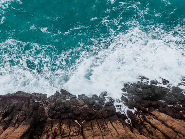 Wild rocky place. Aerial view. Sea waves - Valokuva, kuva