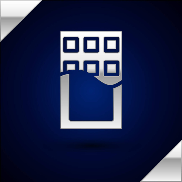 Silver Chocolate bar icon isolated on dark blue background.  Vector. - Vector, Image