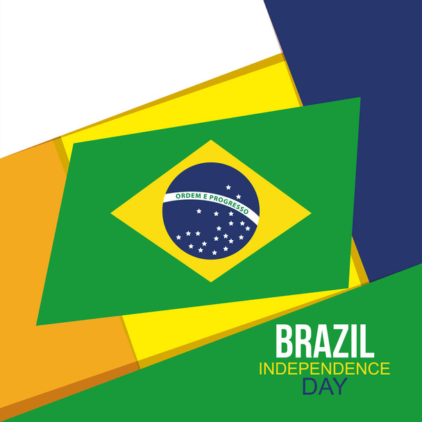 bannière de célébration de l'indépendance du Brésil, avec icônes drapeau emblème décoration - Vecteur, image