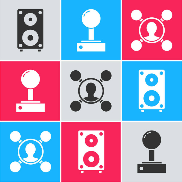 Set Stereo speaker, Joystick for arcade machine and Share icon. Vector. - Vector, Image