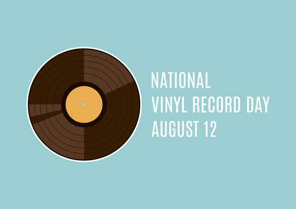 National Vinyl Record Dayn vektori. Retrogramofonilevyvektori. Vinyylilevyn kuvakevektori. Vinyyli Record Day Juliste, 12. elokuuta. Tärkeä päivä - Vektori, kuva