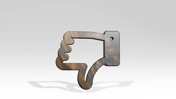 DISLIKE 1 ALTERNATE made by 3D illustration of a shiny metallic sculpture casting shadow on light background. bad and woman - Photo, Image