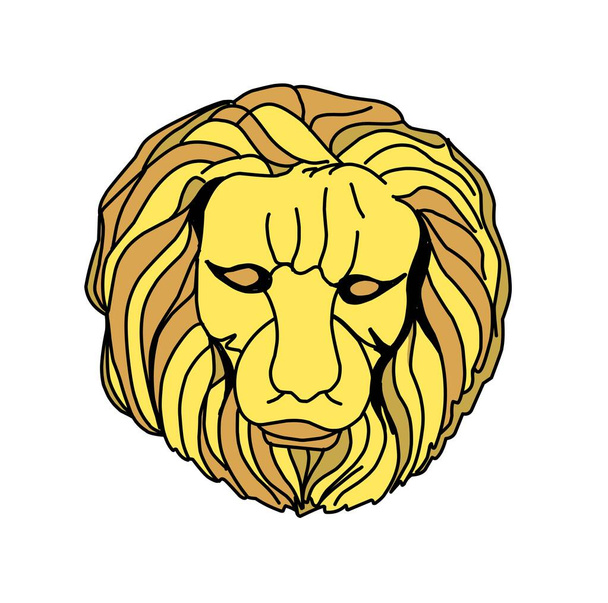 Maison Lannister, Lion d'or. symbole des sept royaumes. tête d'un lion d'or sur fond blanc. - Vecteur, image