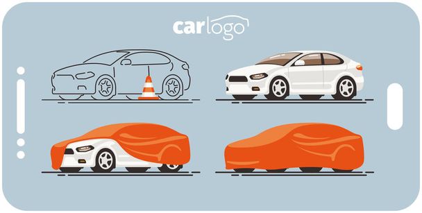 Šablona stavu bílého auta ideální pro použití v mobilních aplikacích, banner, web, přistávací stránka - Vektor, obrázek