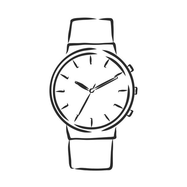 白い背景に隔離されたスケッチ手首腕時計 - ベクター画像
