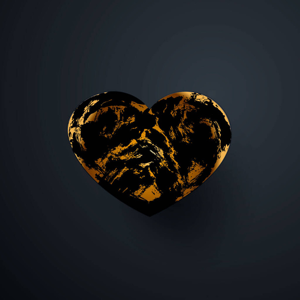 Black heart with an abstract pattern. Isolated over black background. Vector - Vector, imagen
