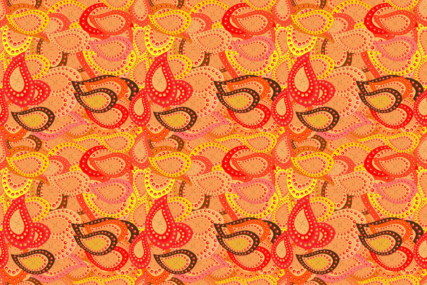 Raster Henna stílusban. Határ Indiai paisley patten. Etnikai mandala törölköző. Használható névjegykártya háttér, kifestőkönyv, háttér, textil köszöntésére. Zökkenőmentes díszítés nyomtatása. - Fotó, kép
