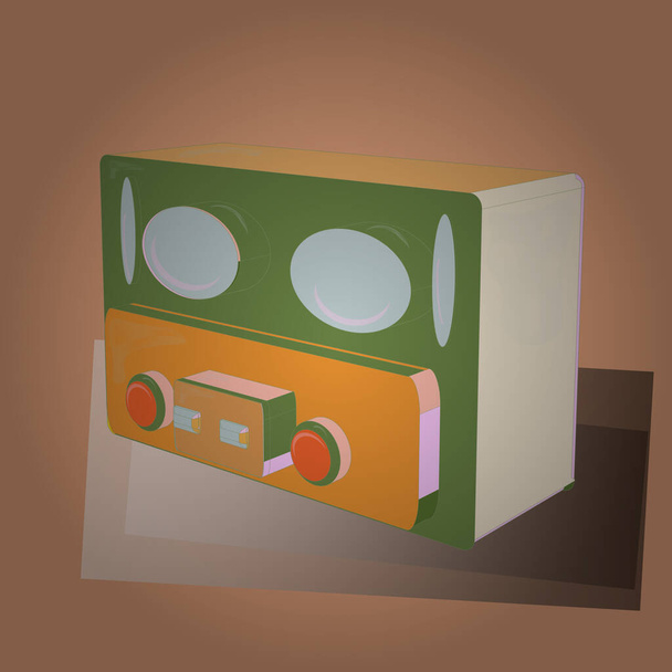 Tracery σε μπεζ, πορτοκαλί και πράσινο χρώμα. Στυλ 1950. 3D. Εικονογράφηση διανύσματος. Ραδιόφωνο απομονωμένο στο παρασκήνιο. - Διάνυσμα, εικόνα