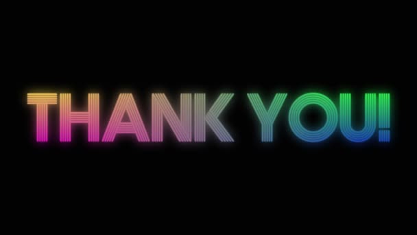 Dziękuję neon kolorowe słowo na czarnym tle - Materiał filmowy, wideo