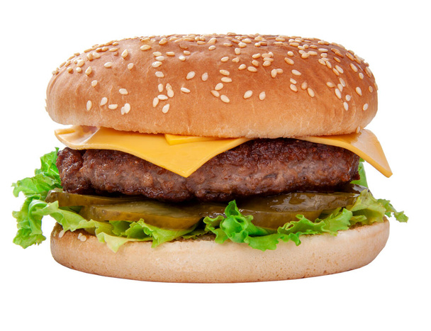Chutný americký gril burger izolovaný na bílém - Fotografie, Obrázek