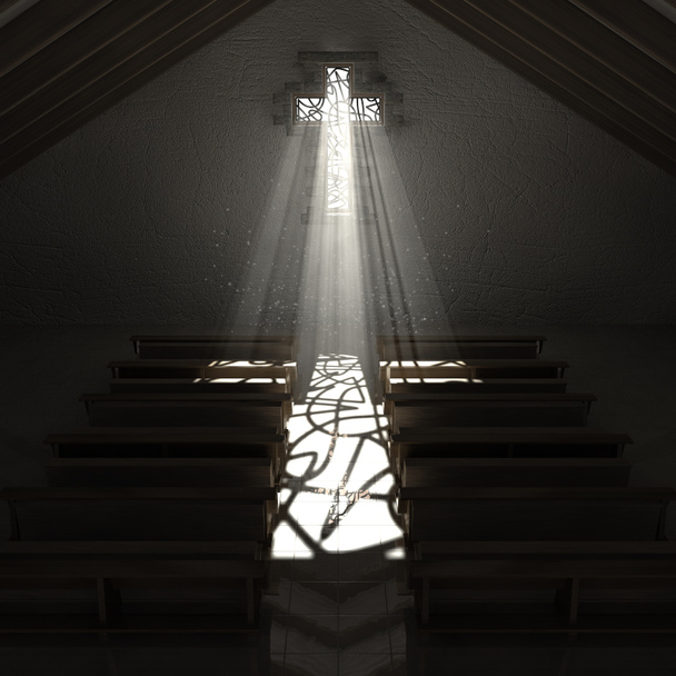 Kościół krucyfiks okno witrażowe - Zdjęcie, obraz