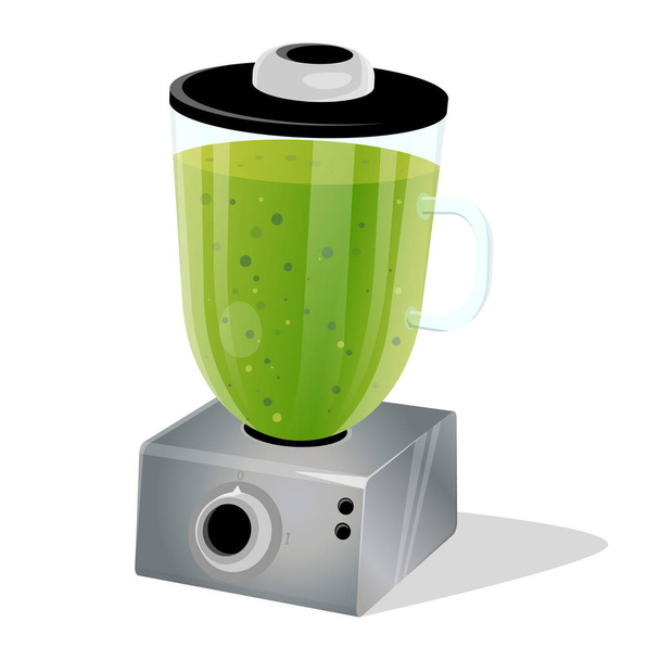 ilustración de dibujos animados de un batido verde en una licuadora
 - Vector, Imagen