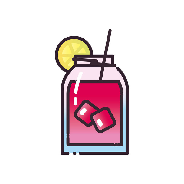Copa de cóctel con cubitos de hielo y relleno de limón y diseño de vectores de iconos de estilo degradado
 - Vector, imagen