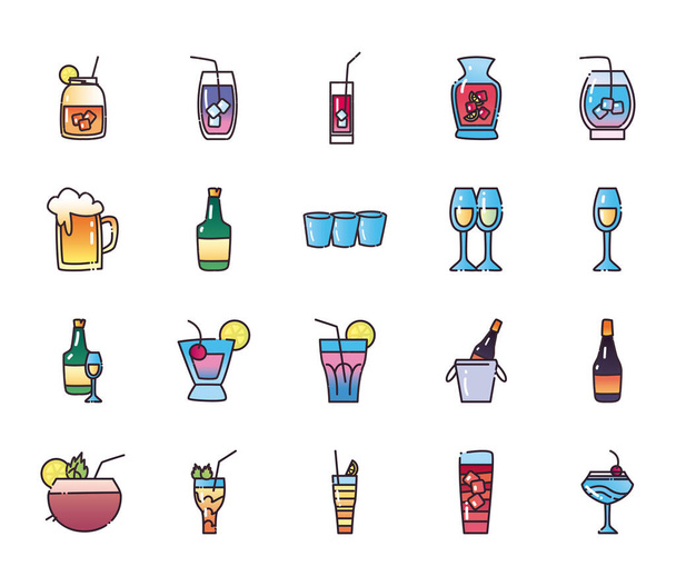Cocktails preenchimento e design de vetor de ícone de estilo gradiente
 - Vetor, Imagem