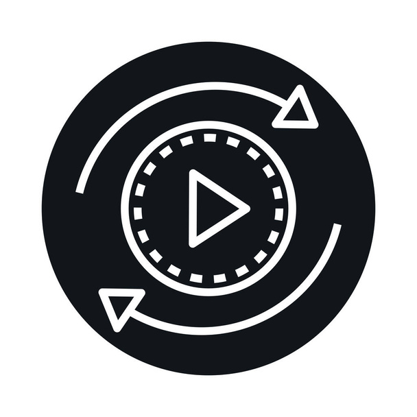 Bloque de botón panorámico de vídeo de 360 grados y diseño de icono de estilo de línea
 - Vector, Imagen