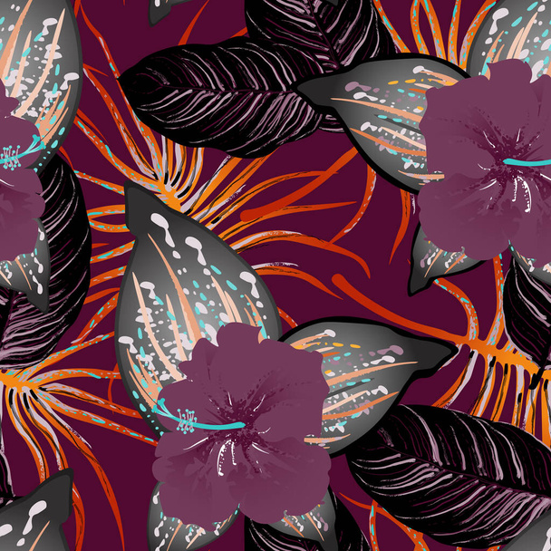 Tropical Leaf. Modern Motif. Jungle Print. Summer - Vetor, Imagem