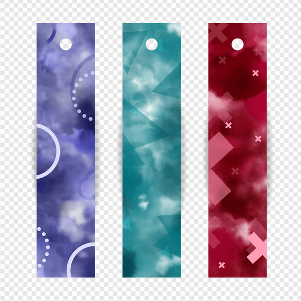 Colección de etiquetas de marcadores de colores diseño ilustración con pintura de acuarela abstracta
. - Foto, imagen