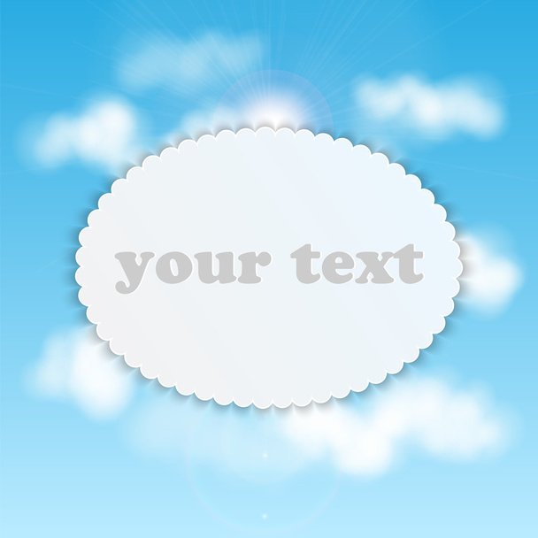 sky background .white banner on the background of blue sky with - Wektor, obraz