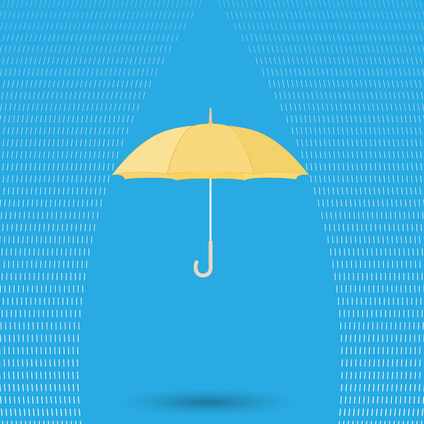 Paraguas amarillo protegiendo de la lluvia sobre el fondo azul como el cielo
 - Vector, imagen