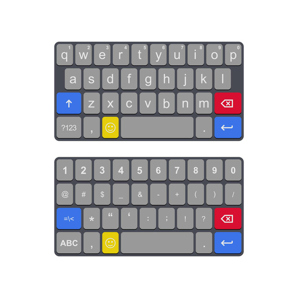 Illustration of vector from a virtual keyboard. Suitable for design elements of software, text input interfaces, and word processing applications. Qwerty virtual keyboard concept. - Vector, Image