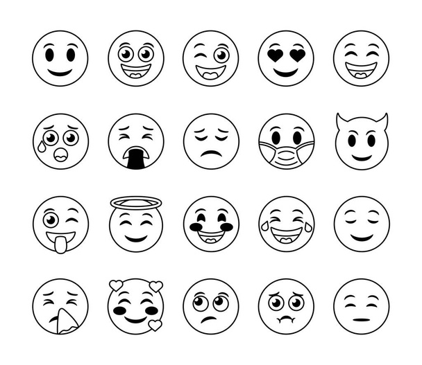 paquet de visages emojis mis icônes - Vecteur, image