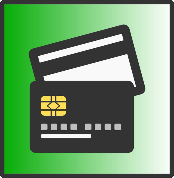 Credit card icon, chip card, front and back. Shopping. - Vector, Image