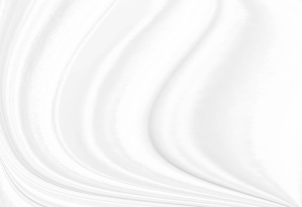Witte abstracte achtergrond van witte stof textuur met elegante zachte golf gebogen patroon op zijde satijnen doek textiel blad oppervlak voor behang achtergrond decoratie en elke desig - Foto, afbeelding