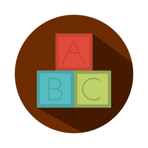 bloques alfabeto educación juguete objeto para que los niños pequeños jueguen, bloque y dibujos animados de estilo plano
 - Vector, imagen