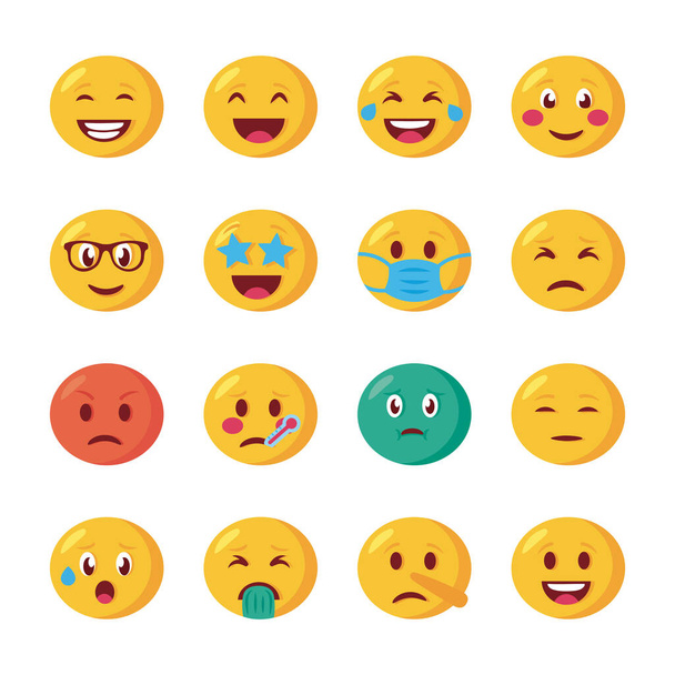 paquete de emojis caras establecer iconos
 - Vector, Imagen