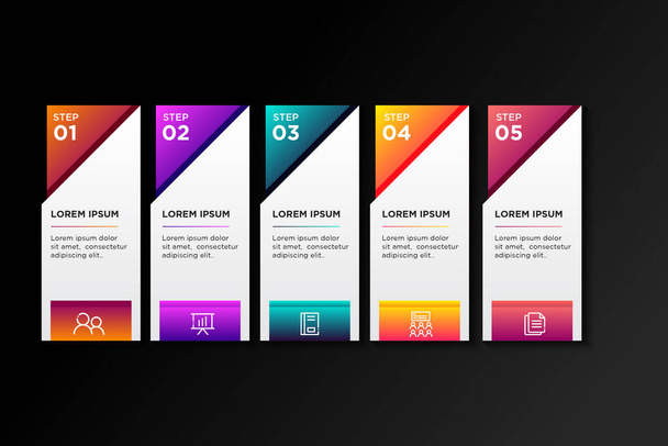 Цветной шаблон инфографический бизнес с 5 шагами или опциями - Фото, изображение