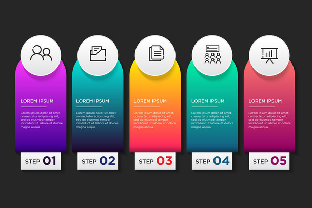 Colorido negocio de infografía de plantillas con 5 pasos u opciones
 - Foto, imagen