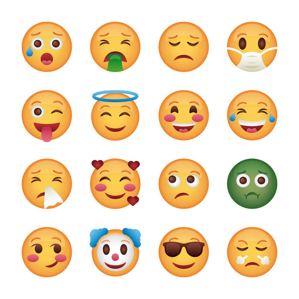 δέσμη εικονιδίων εικονιδίων συνόλου φατριών emojis - Διάνυσμα, εικόνα
