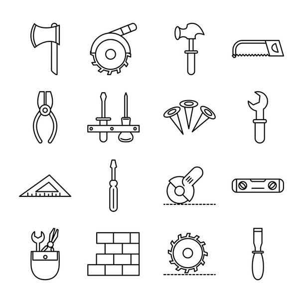 tool repair maintenance and construction equipment icons set line style icon - Вектор,изображение