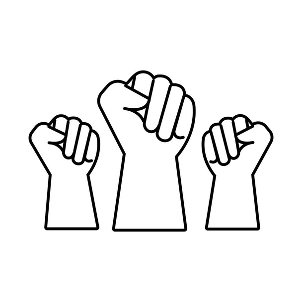 mains poings protestations ligne style icône - Vecteur, image