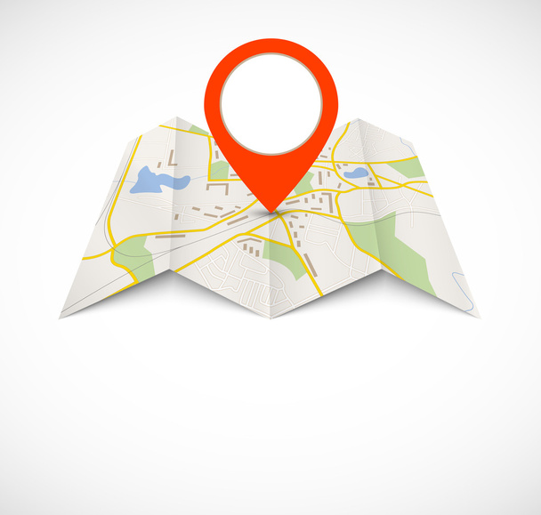 Carte de navigation avec broche rouge - Vecteur, image