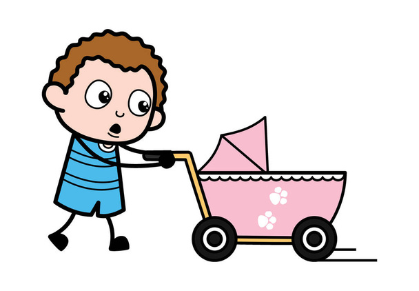 Sarjakuva Kid Baby Cart - Vektori, kuva