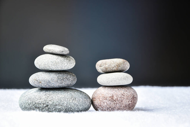 Pebbles stack, Balance, Pyramid of stones for meditation, stack of zen stones, copy space, spa treatment concept, - Photo, image