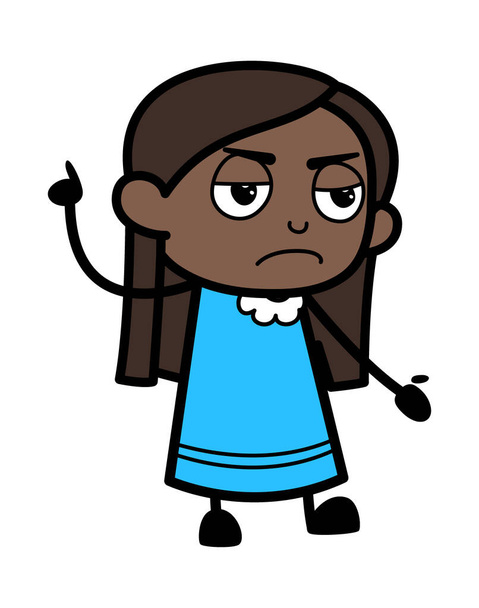 Arrabbiato nero ragazza cartone animato con una mano sollevato - Vettoriali, immagini
