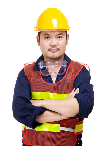 Construction worker isolated on white - Photo, Image