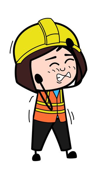 Annoyed Lady Engineer Cartoon - Vector, Image